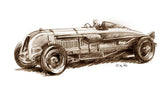 The Birkin Special.  Study in pencil for The Dream of Speed.
