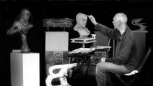 The Dream of Speed, Clay development. Working from drawings and photographic reference, the portrait gradually takes shape.